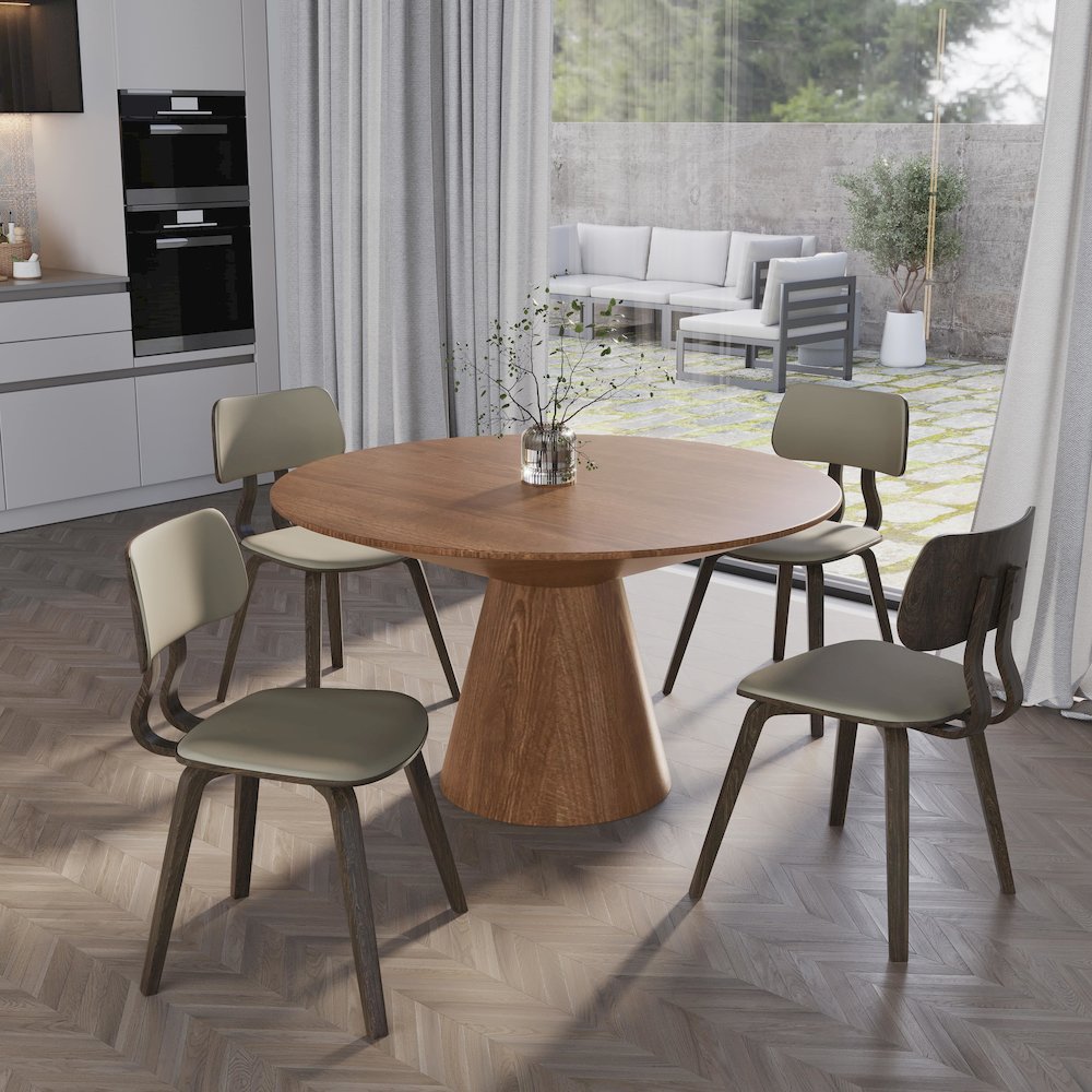 5-Piece Dining Set in Dark Walnut/Taupe