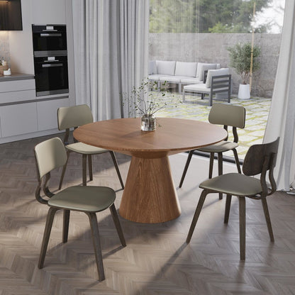 5-Piece Dining Set in Dark Walnut/Taupe