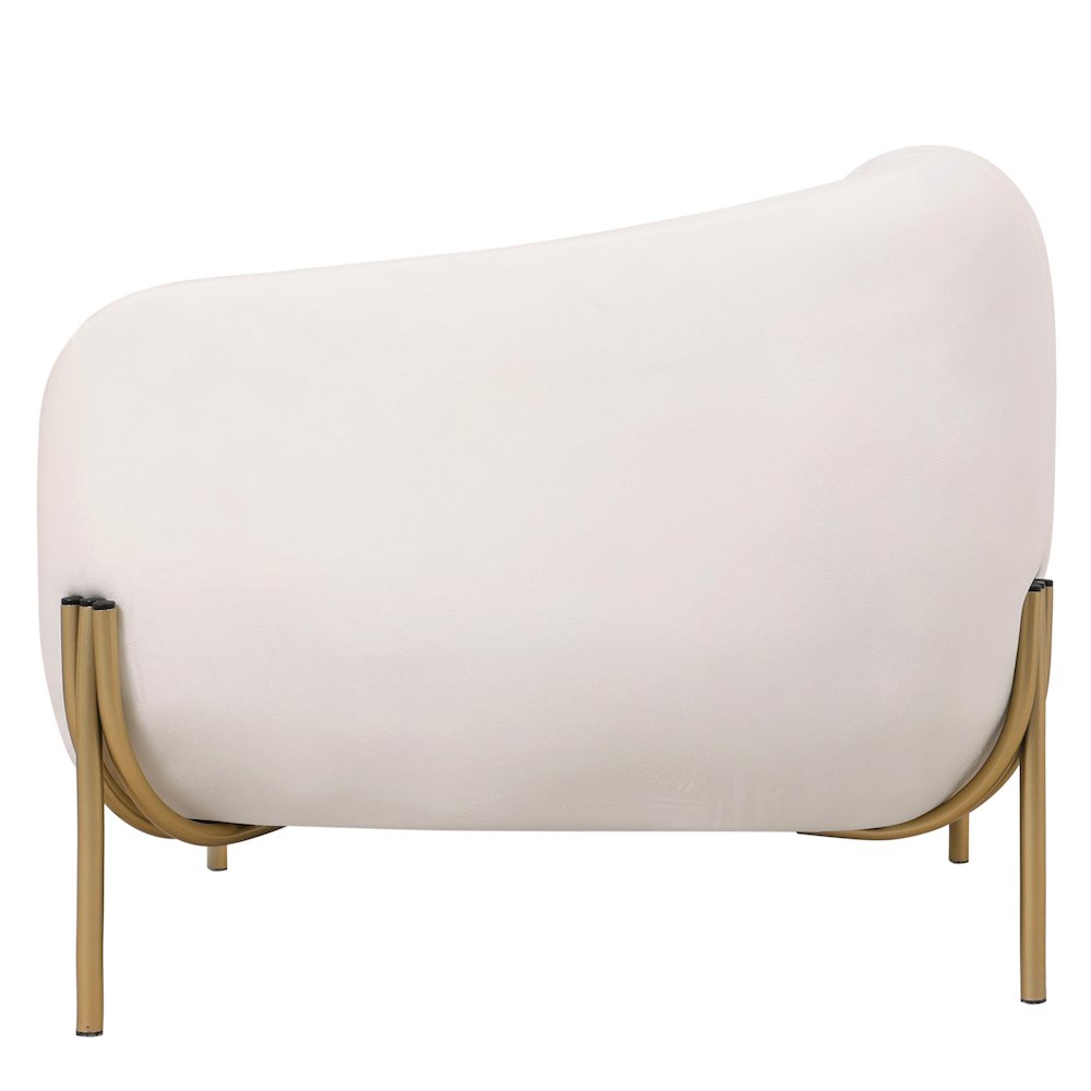 Zuno Collection Modern Single Seater Sofa in White Velvet