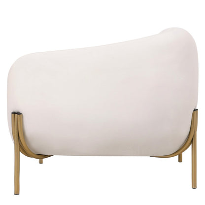 Zuno Collection Modern Single Seater Sofa in White Velvet