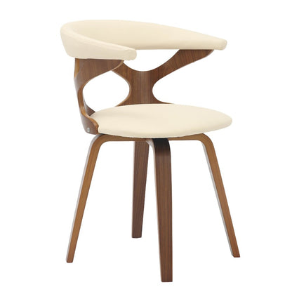Modern Wooden Dining Chair, Walnut Frame in Taupe Klyne Collection By LeisrueMod