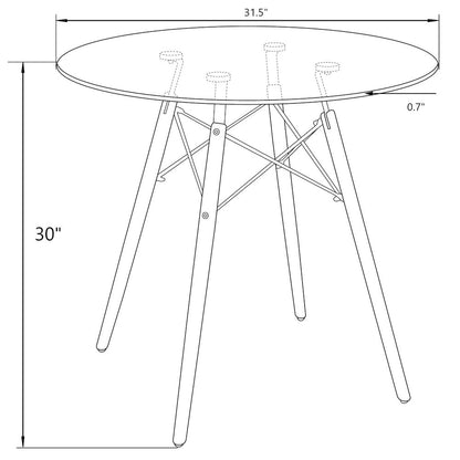 Dover 3-Piece Dining Set with Round Black MDF Top Bistro Table in Black