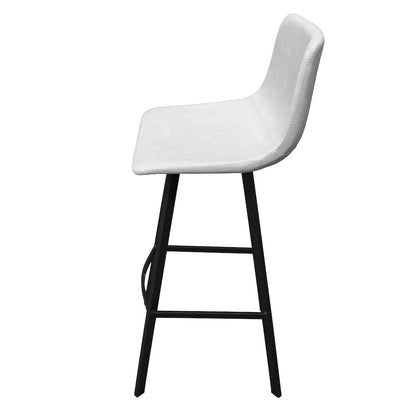 Elland Modern Upholstered Leather Bar Stool With Iron Legs & Footrest