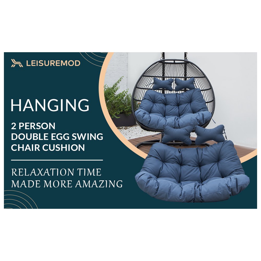 Wicker 2 Person Double Folding Hanging Egg Swing Cushion