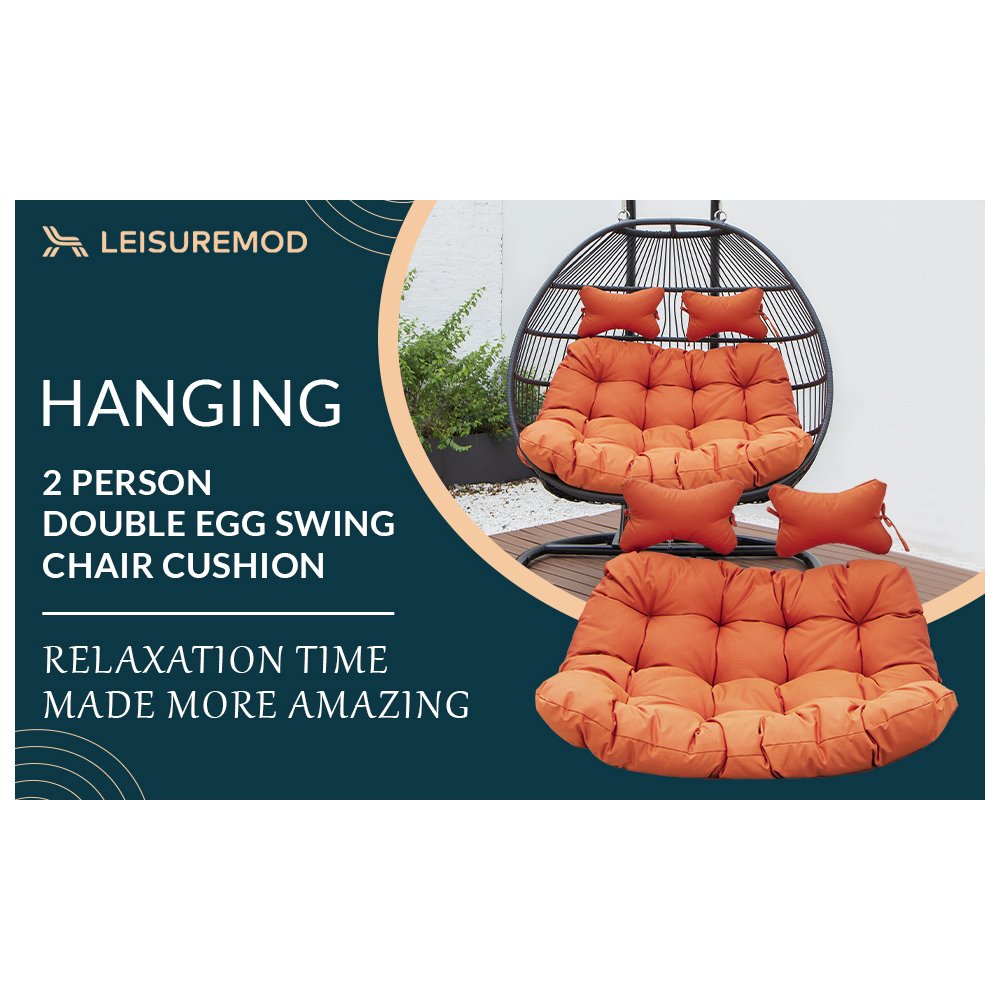 Wicker 2 Person Double Folding Hanging Egg Swing Cushion