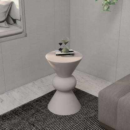 Echo Collection Fiberglass Outdoor Side Table in Cream