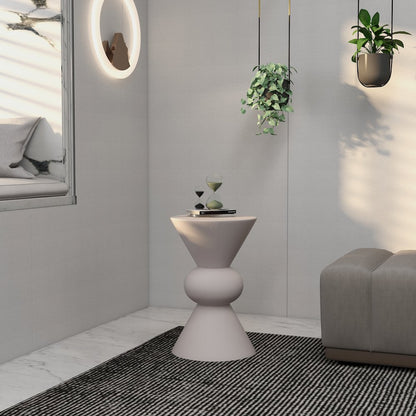 Echo Collection Fiberglass Outdoor Side Table in Cream