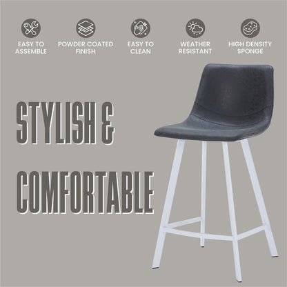 Elland - Counter stool -White Base-Charcoal Black