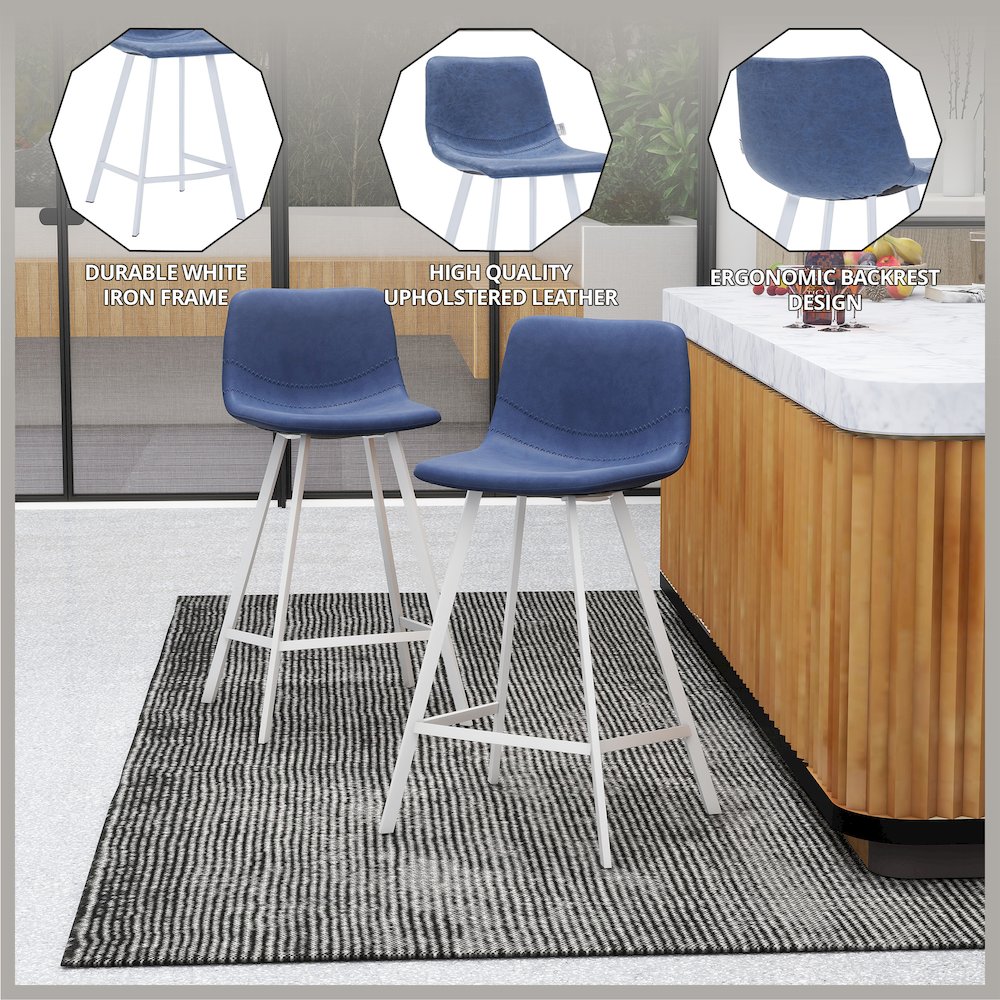 Elland - Counter stool - Peacock Blue - White Base