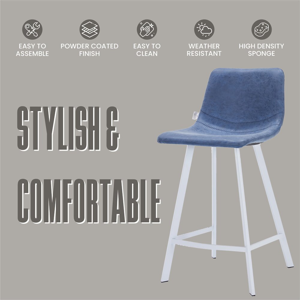 Elland - Counter stool - Peacock Blue - White Base