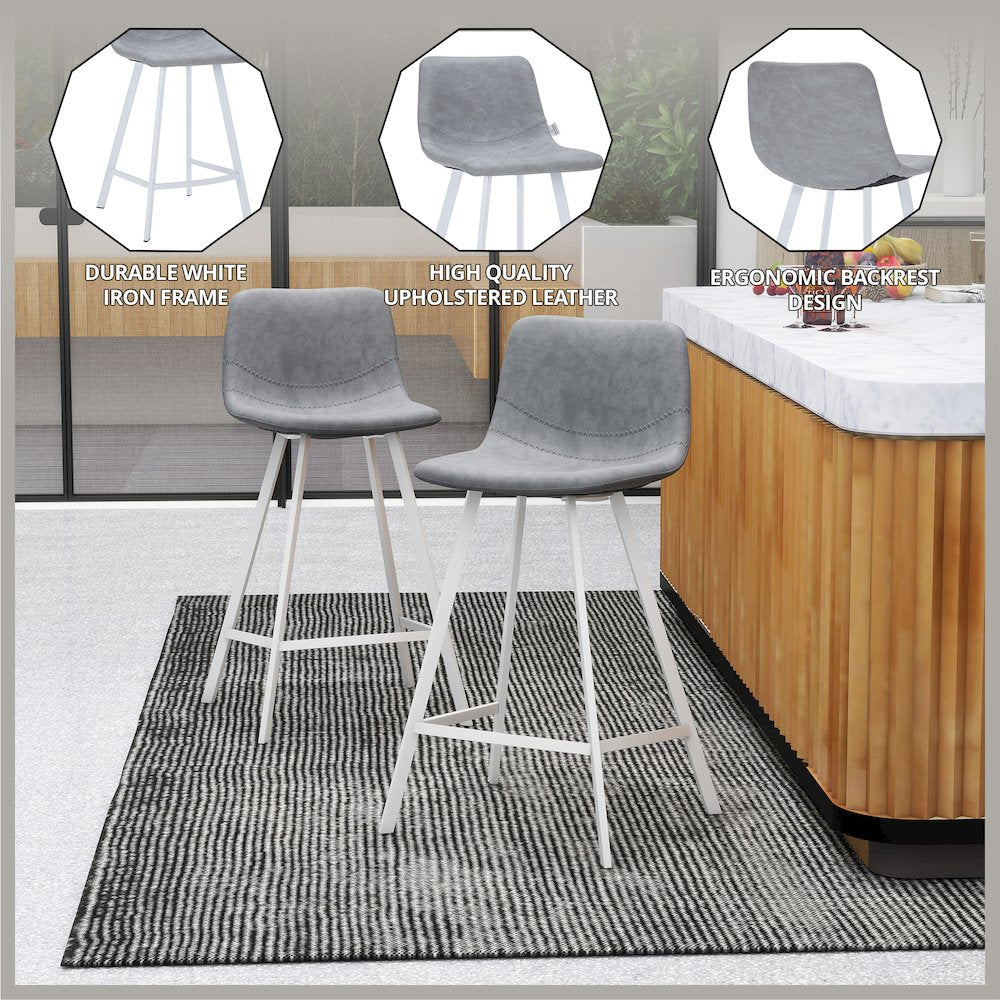 Elland - Counter stool -Light Grey- White base