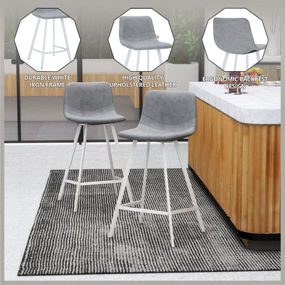 Elland - Counter stool -Light Grey- White base