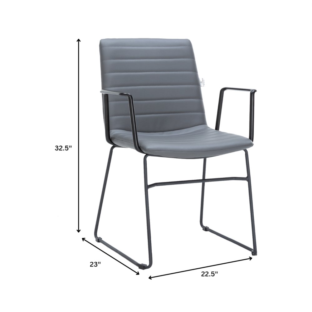 Zylar Series Office Guest Arm Chair in Grey Leather