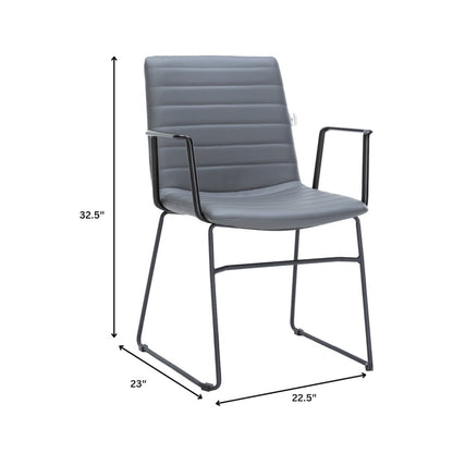 Zylar Series Office Guest Arm Chair in Grey Leather