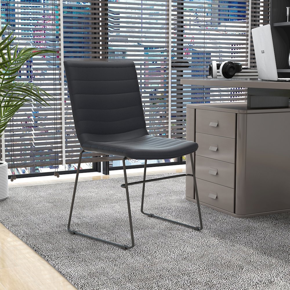 Zylar Series Office Guest Chair in Black Leather