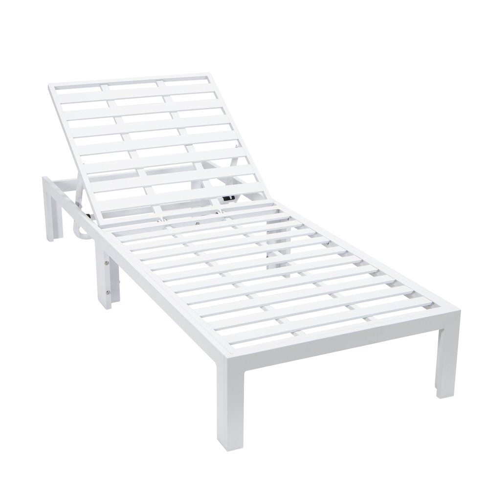 Chelsea Modern Outdoor White Chaise Lounge Chair With Cushions Set of 2