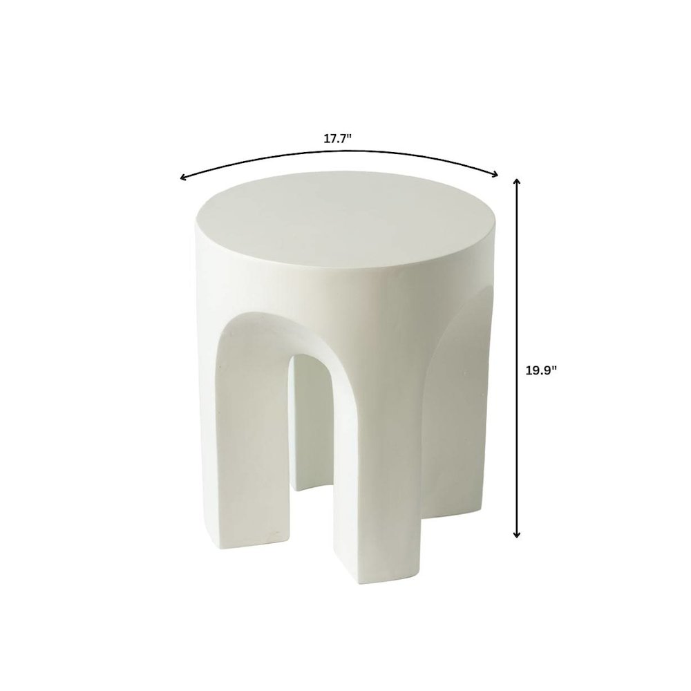 Crus Collection Fiberglass Outdoor Side Table in White