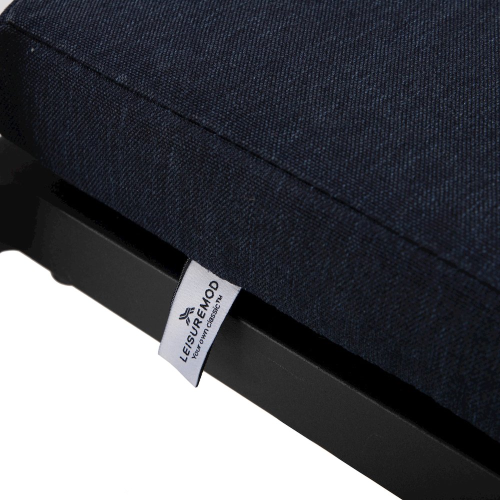 Chelsea Collection Modern Aluminum Chair in black with Blue Cushions - Set of 4