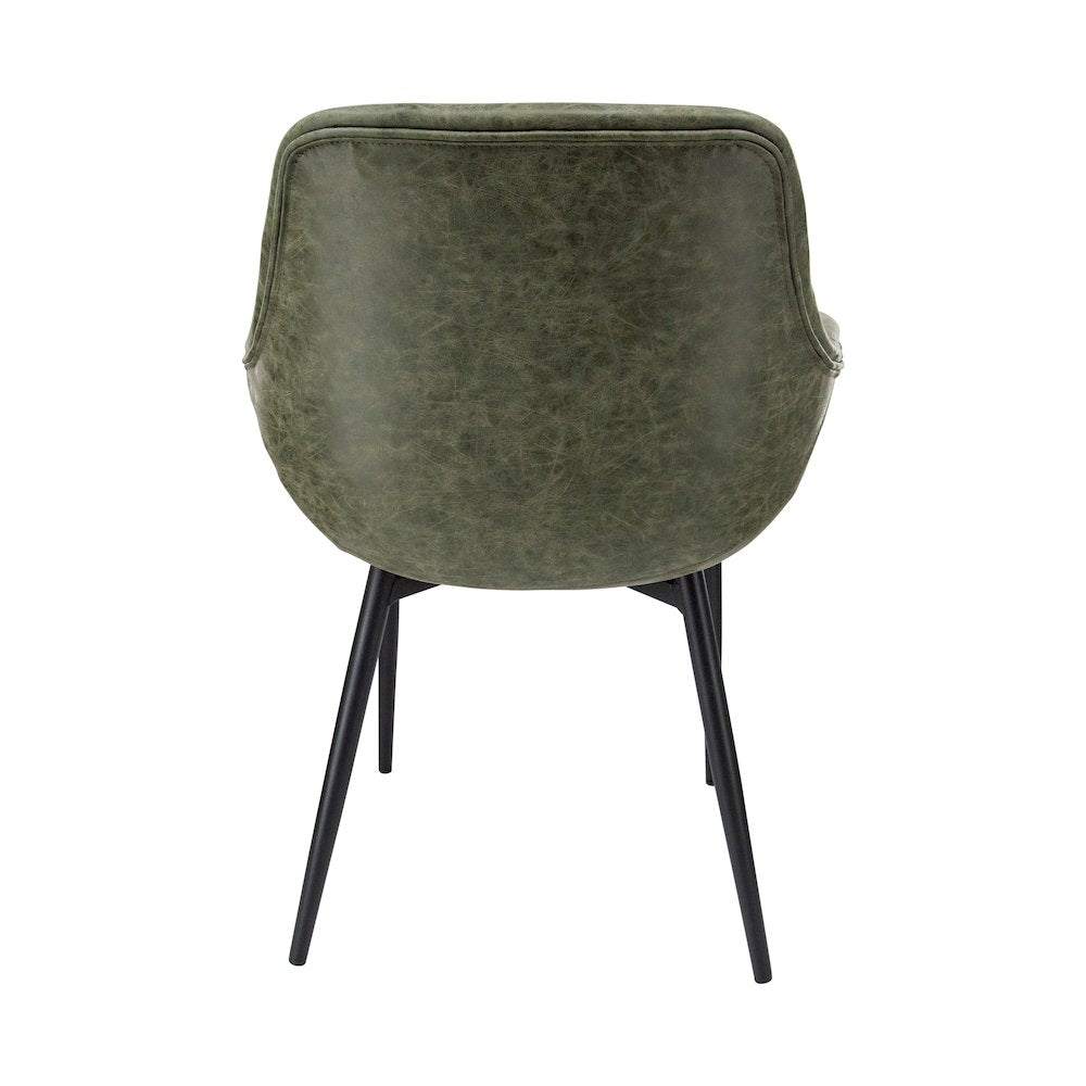 Markley Modern Leather Dining Arm Chair With Metal Legs