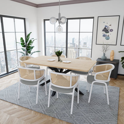 Ervilla - Dining Chair - White frame in Grey Leather