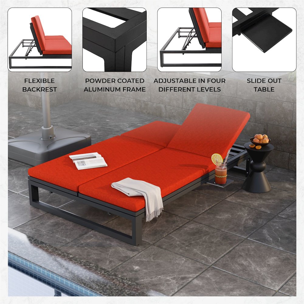 Chelsea Convertible Lounge Reclining Double Chaise With Cushions