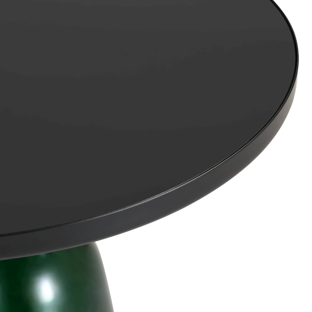 Tully Collection Glass side Table Green glass, Black Rim with Black Glass top