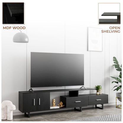Avery Mid-Century Modern TV Stand with MDF Cabinet and Powder Coated Steel Legs
