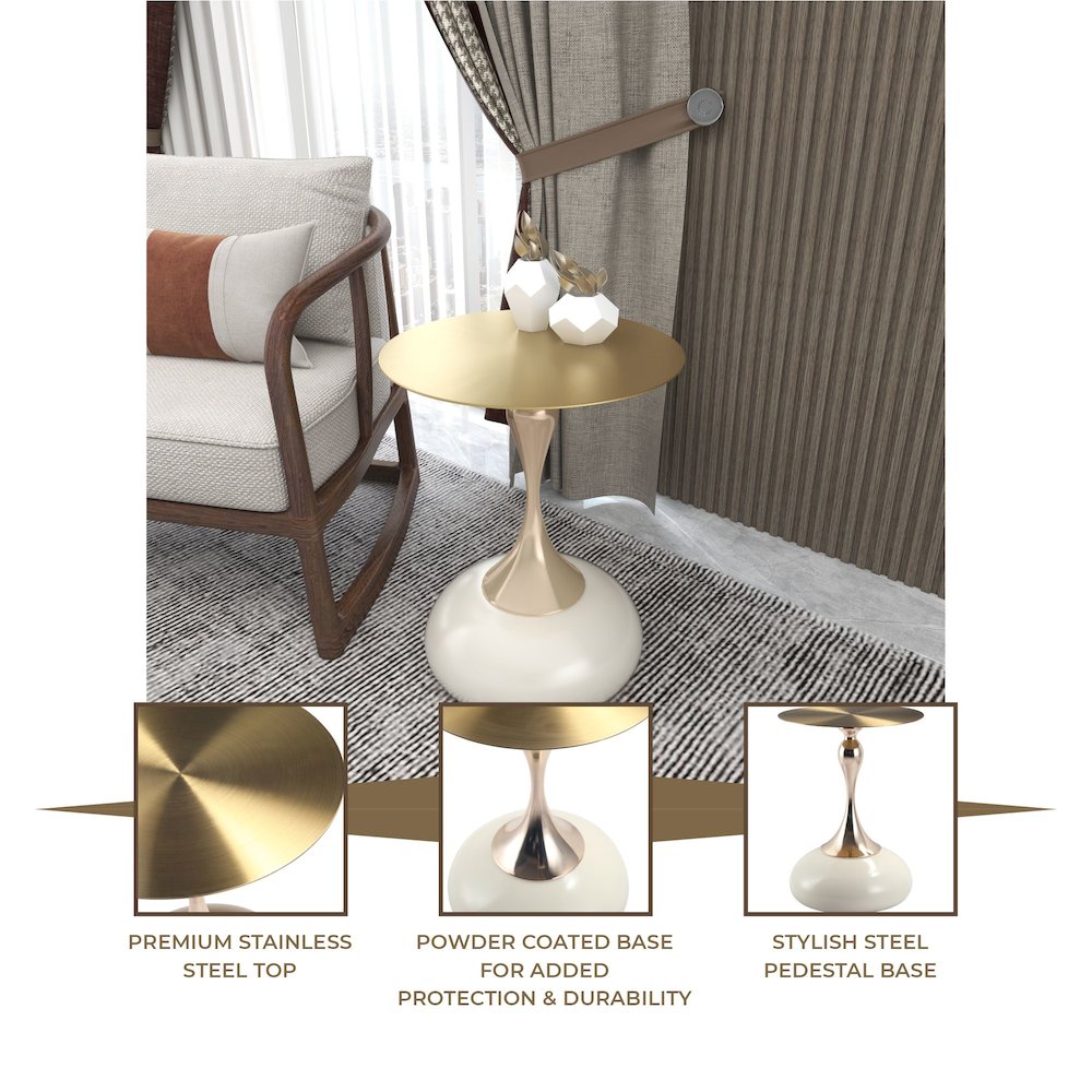 Savoy Collection Modern End Table In White