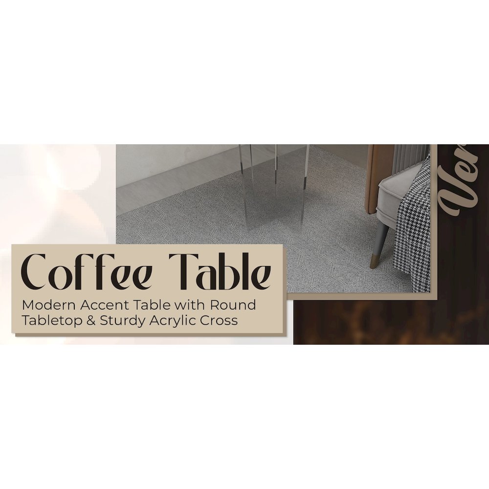 Valore Collection Acrylic Coffee Table With White Top