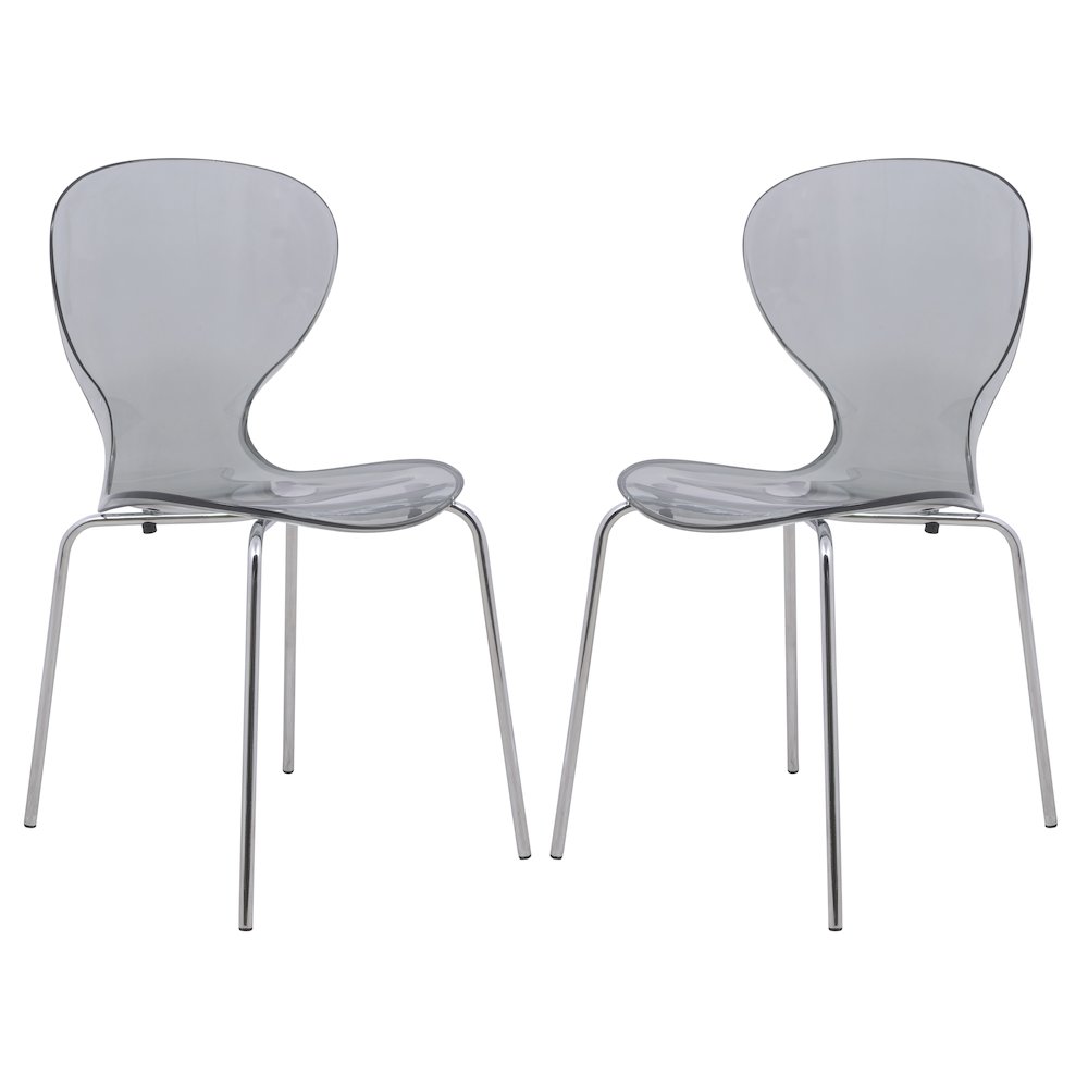 Modern Oyster Transparent Side Chair, Set of 2
