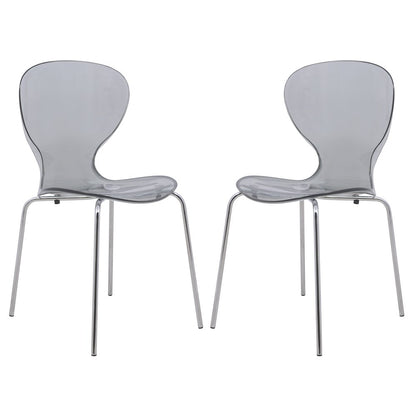Modern Oyster Transparent Side Chair, Set of 2