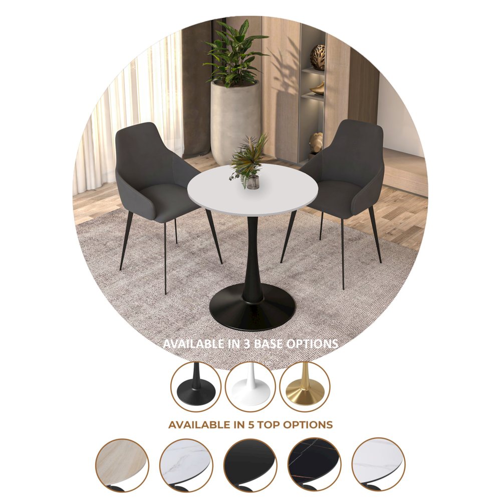 Leisyremod Bristol 27" Round Dining Table Black base with White top