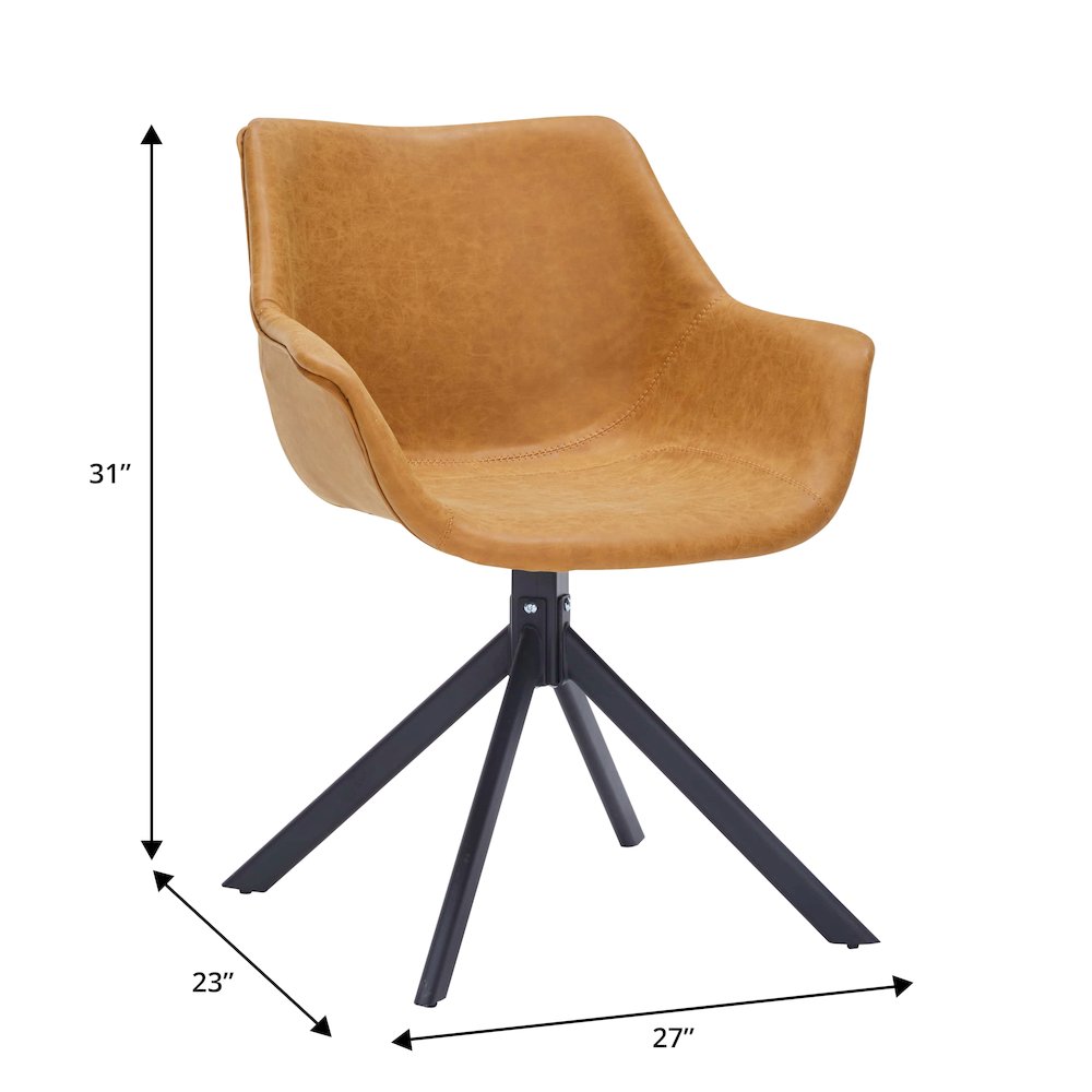 Markley Modern Leather Dining Swival Arm Chair in Light Brown