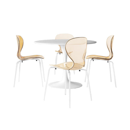 5-Piece Dining Set Round White MDF Dining Table
