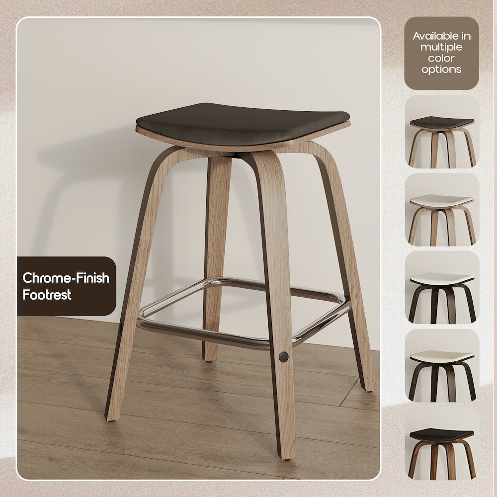 Wooden Counter Stool in Brown
