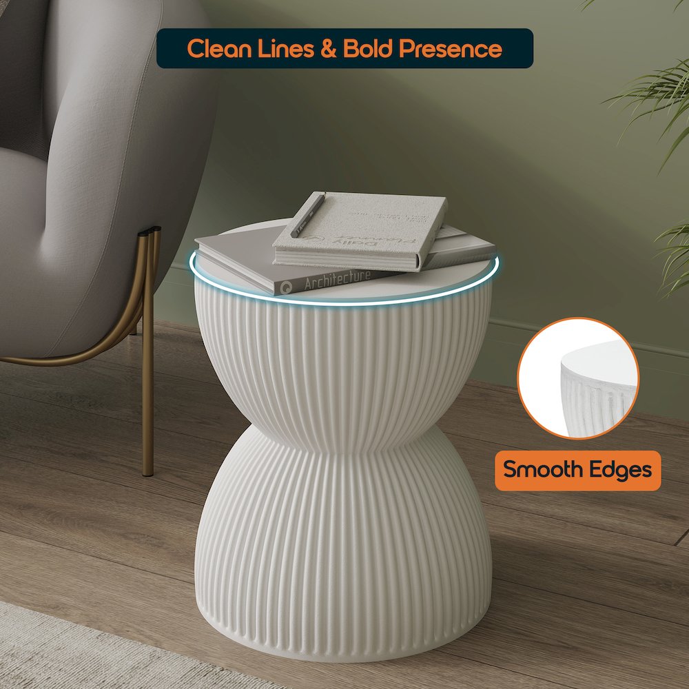 Modern Side End Table Spire Series In White