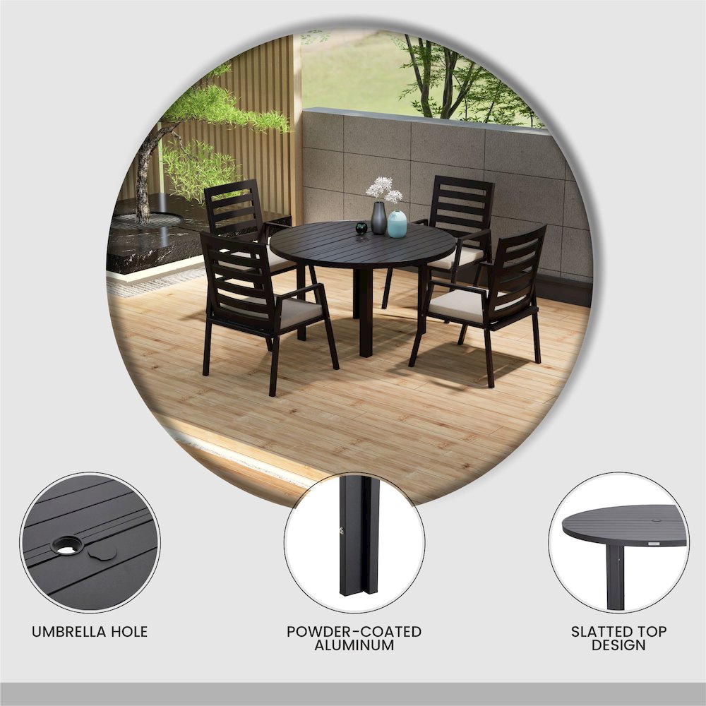 Chelsea 48″ Round Outdoor Aluminum Dining Table for Patio