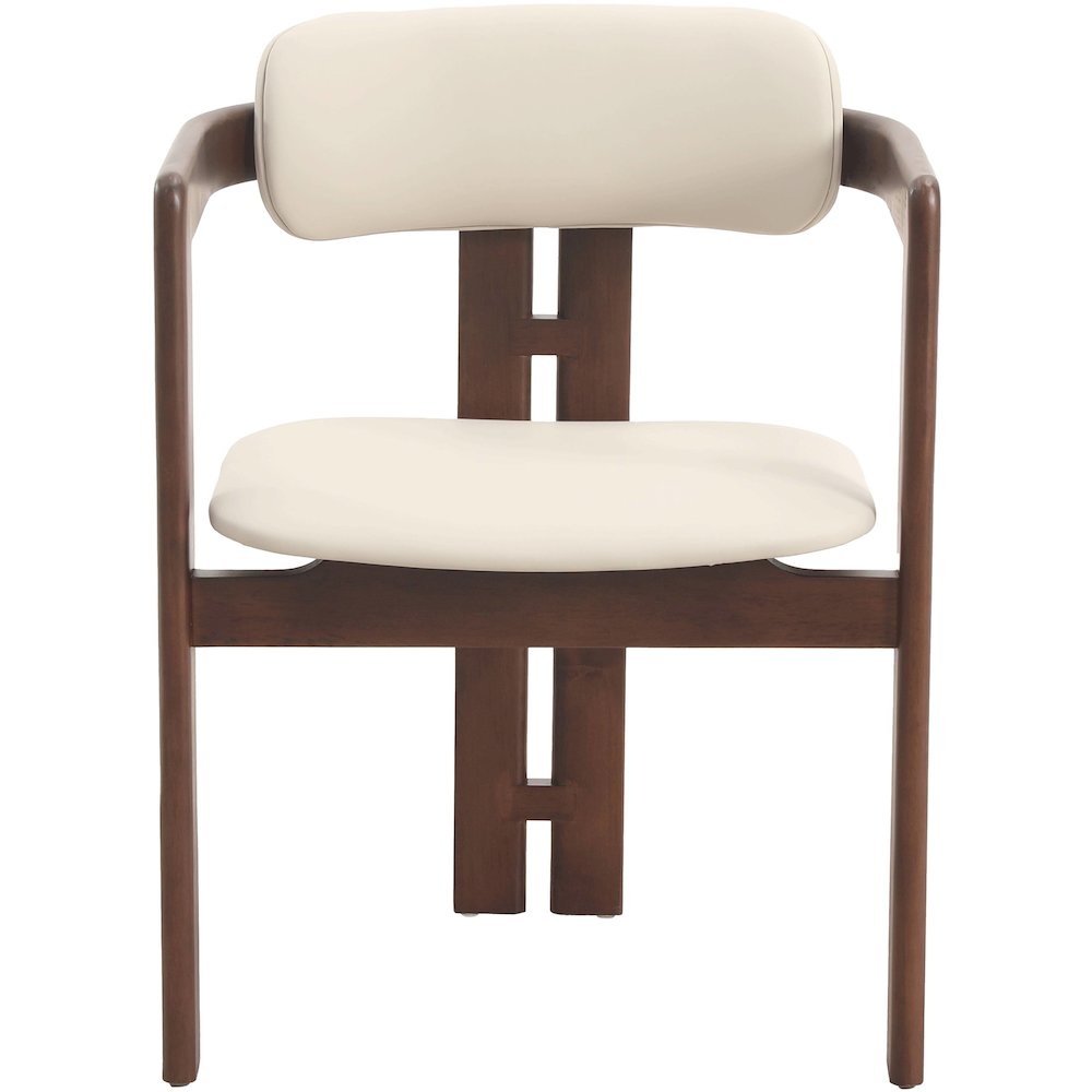 Velo Series Modern Dining Chair in Walnut Color Wood with Toupe Seat