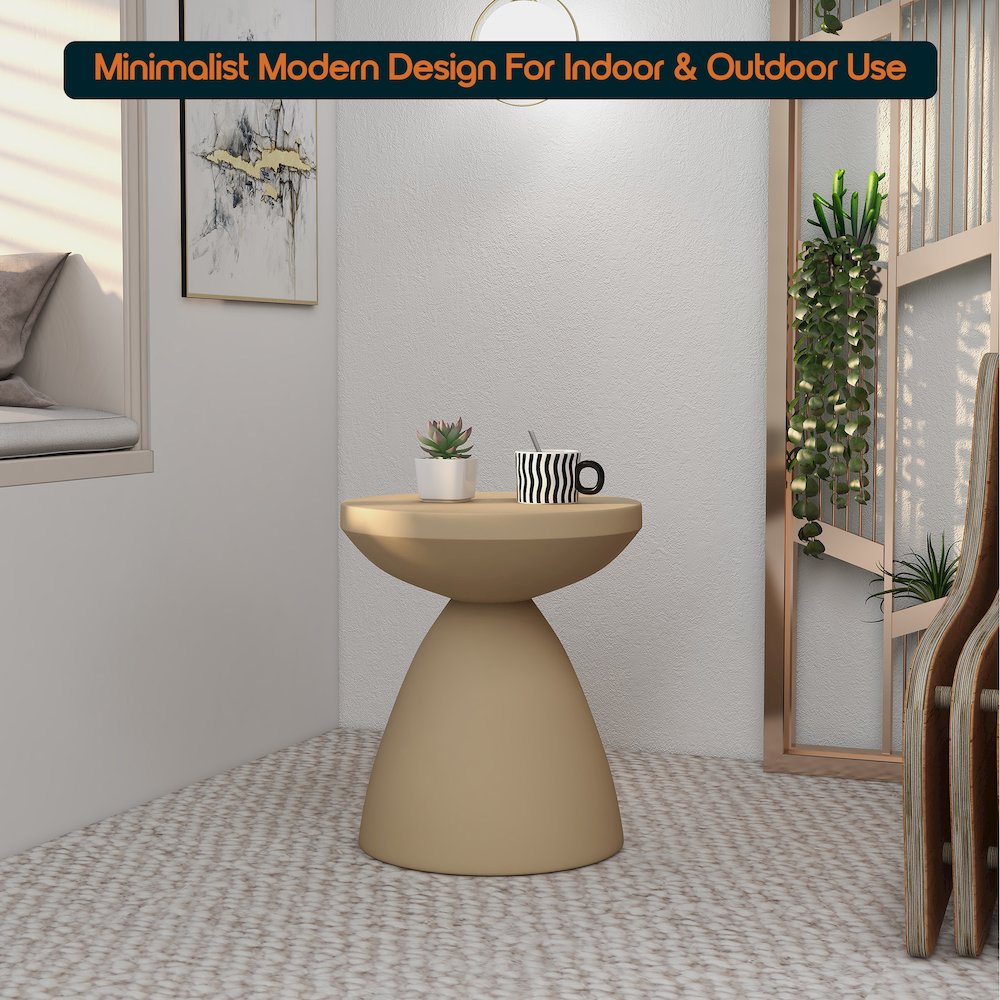 Dune Collection Fiberglass Outdoor Side Table in Beige