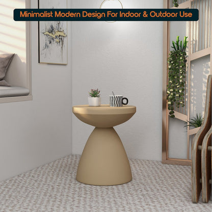 Dune Collection Fiberglass Outdoor Side Table in Beige