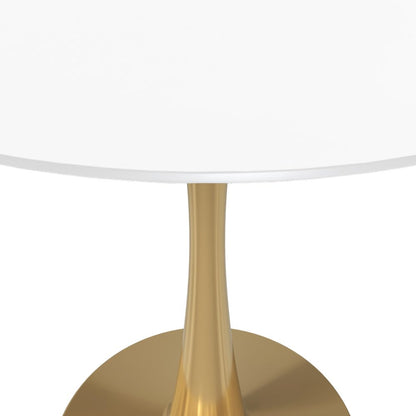 Bristol 40" round dining table Gold Base With White Top