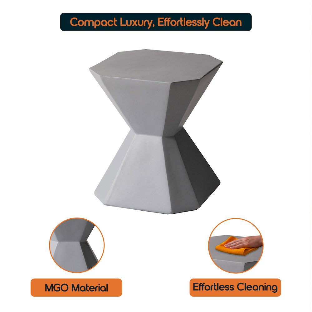 Azure Collection Fiberglass Outdoor Side Table in Grey