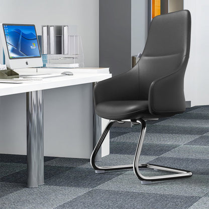 Celeste Series Guest Office Chair in Black Leather