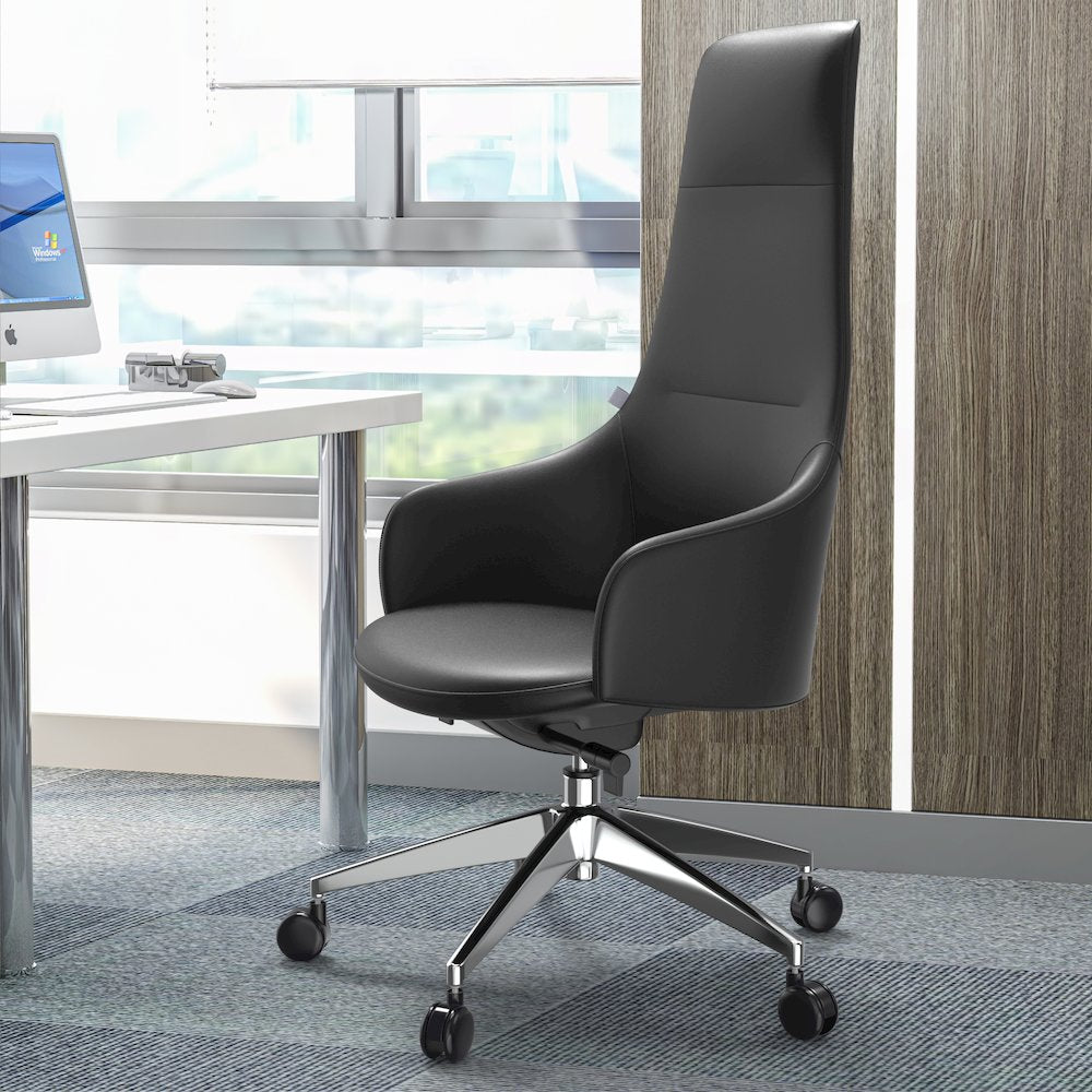 Celeste Series Tall Office Chair in Black Leather