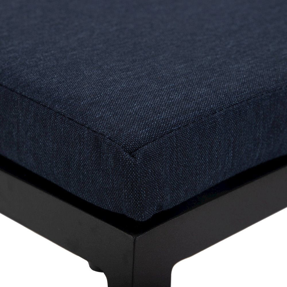 Chelsea Collection Modern Aluminum Chair in black with Blue Cushions - Set of 4