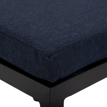 Chelsea Collection Modern Aluminum Chair in black with Blue Cushions - Set of 4