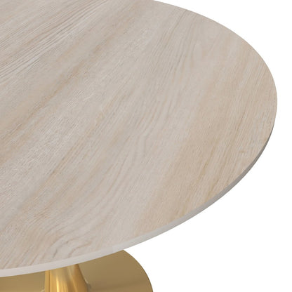 Bristol 31" Round Dining Table Gold Base with Sintered Stone Natural Wood Top