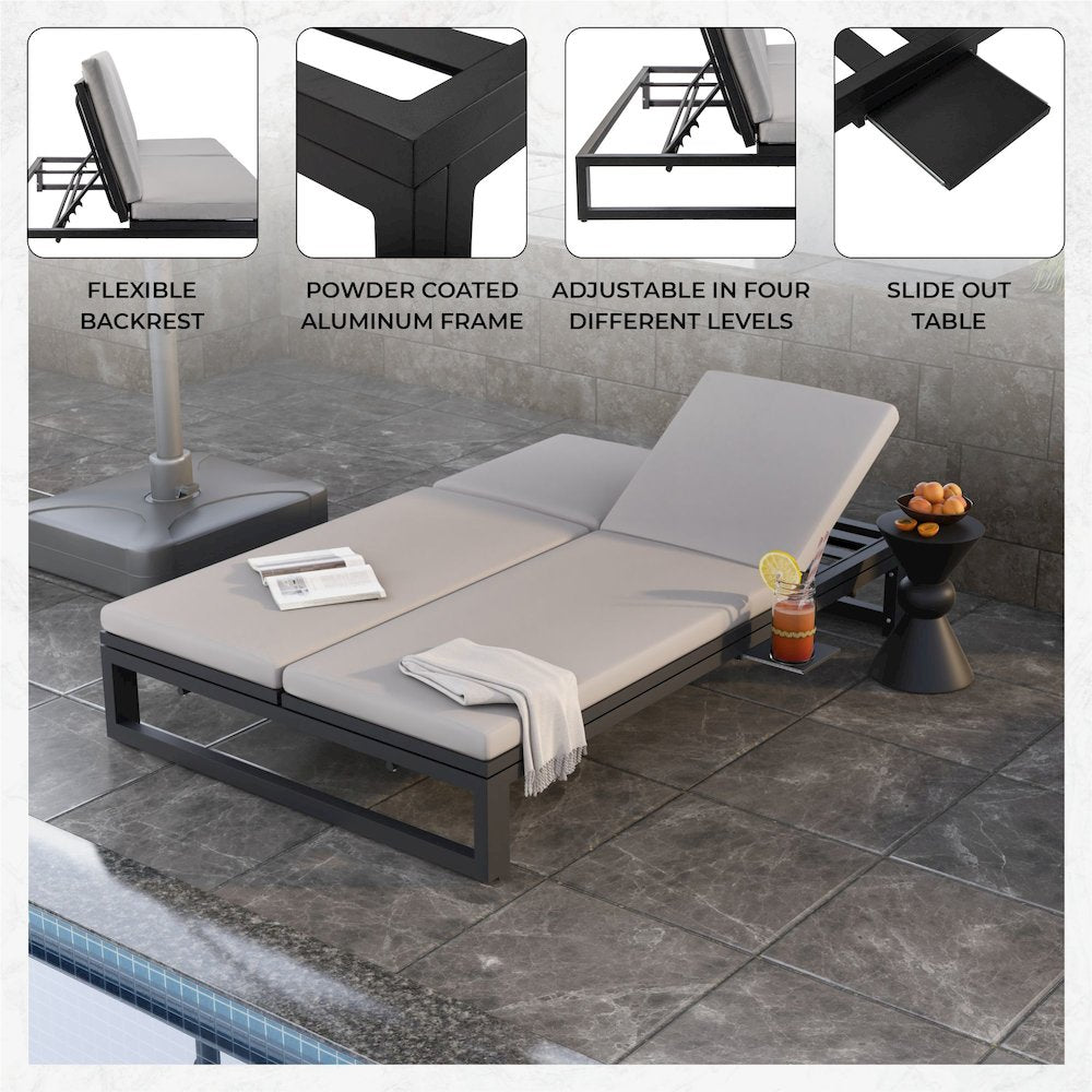 Chelsea Convertible Lounge Reclining Double Chaise With Cushions