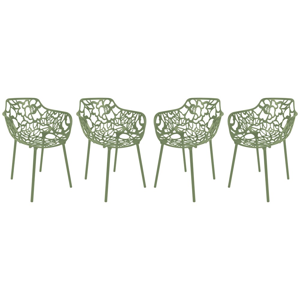 Modern Devon Aluminum Armchair, Set of 4