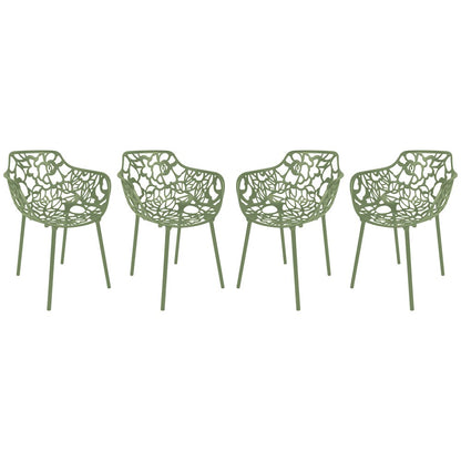Modern Devon Aluminum Armchair, Set of 4